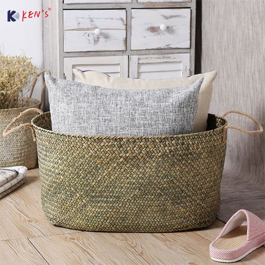 Flat seagrass storage basket S/2 （1806）